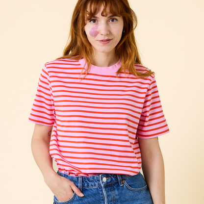 popeia T-Shirt gestreift | pink/rot Aufgeweckt