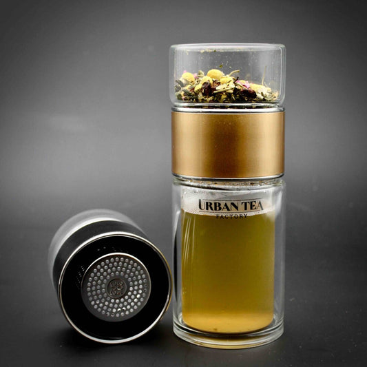 Urban Tea Factory Teeflasche To‑Go Steel – Gold Aufgeweckt