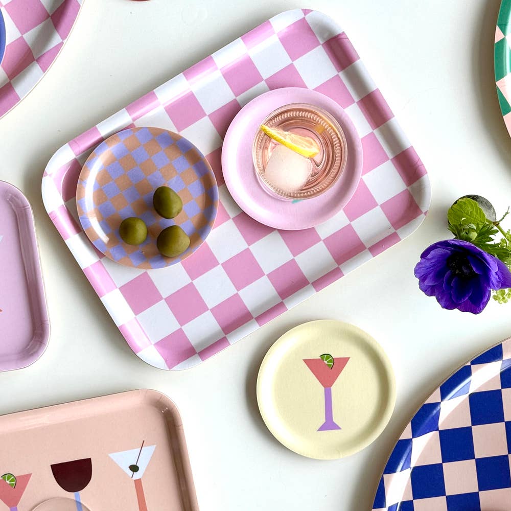 BLU KAT Serviertablett eckig | Raspberry Cream Checker Aufgeweckt