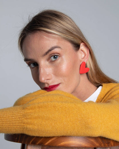 DELAROSA STUDIO Ohrstecker | Rotes Herz Mini Aufgeweckt