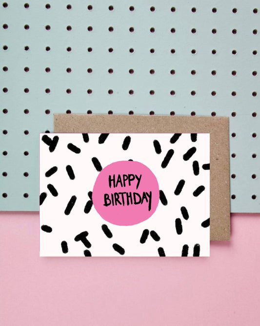 Ute Arnold / Hej.Ibiza Postkarte Happy Birthday Dots Aufgeweckt