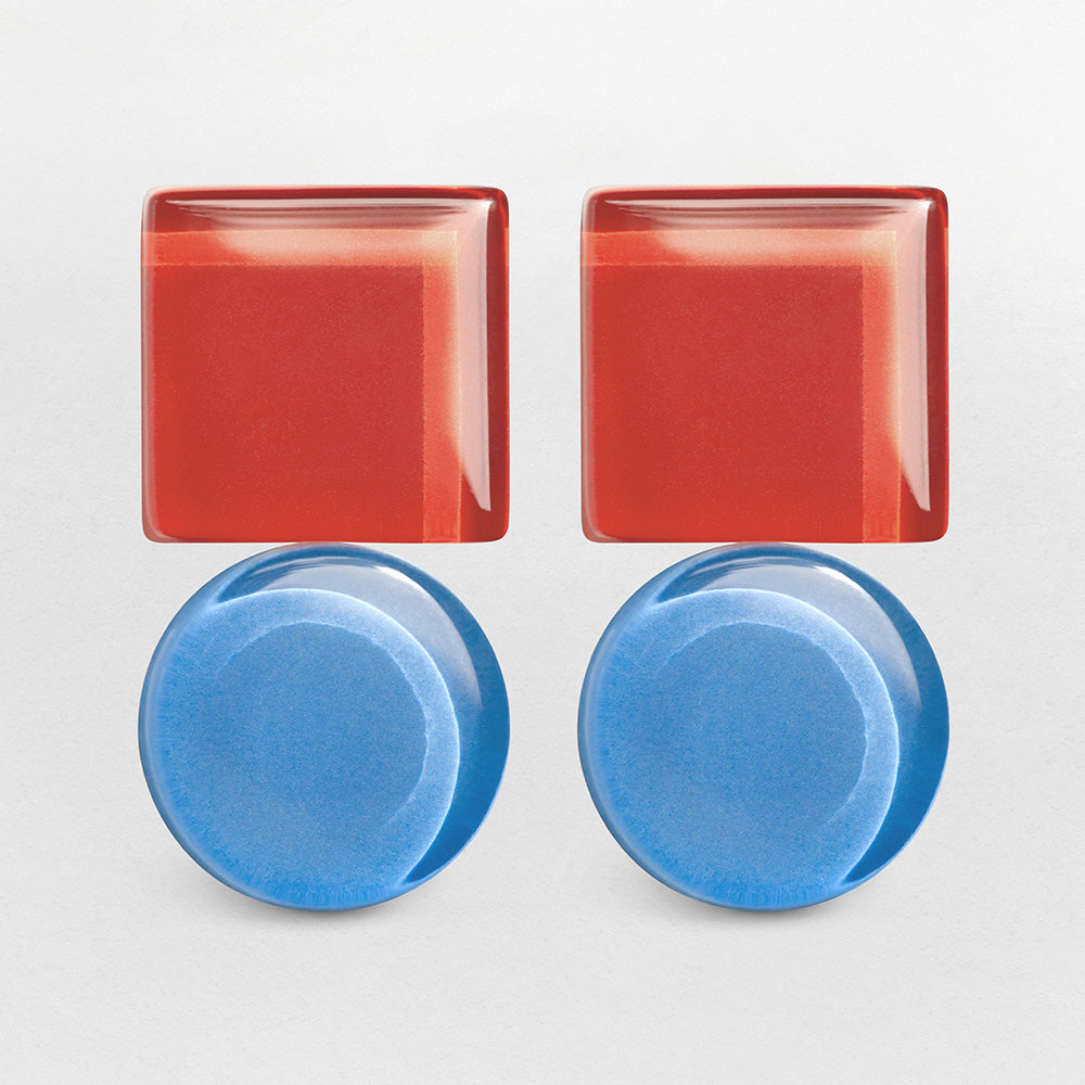 Ohrstecker | Korallenrot & Azurblau - Einheitsgröße