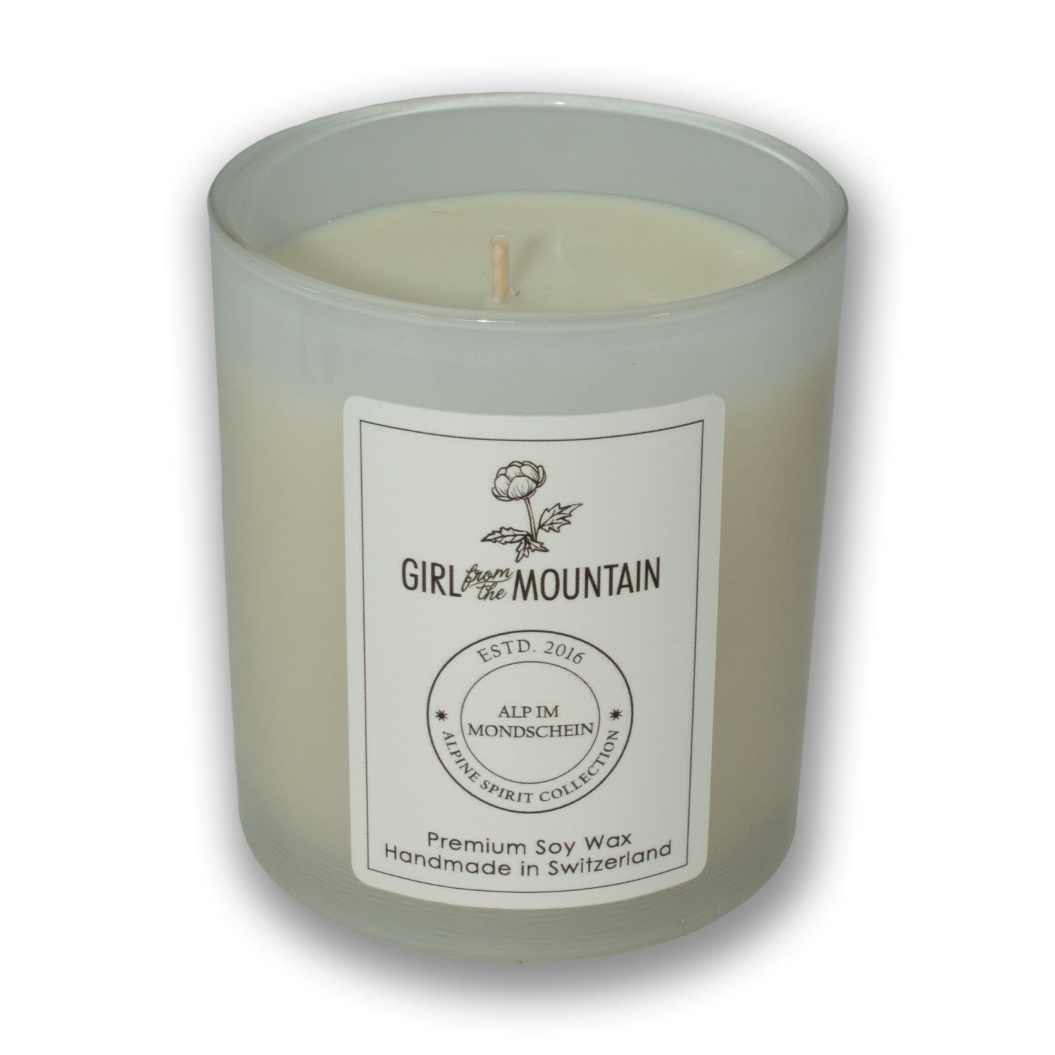Girl from the Mountain „Alp im Mondschein“ Duftkerze im Glas Aufgeweckt