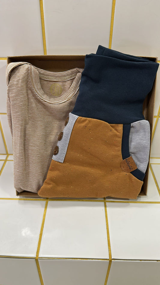 Babyset | Streifen senf & navy
