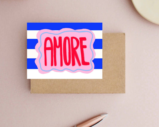 Ute Arnold / Hej.Ibiza Amore Stripes Postkarte Aufgeweckt