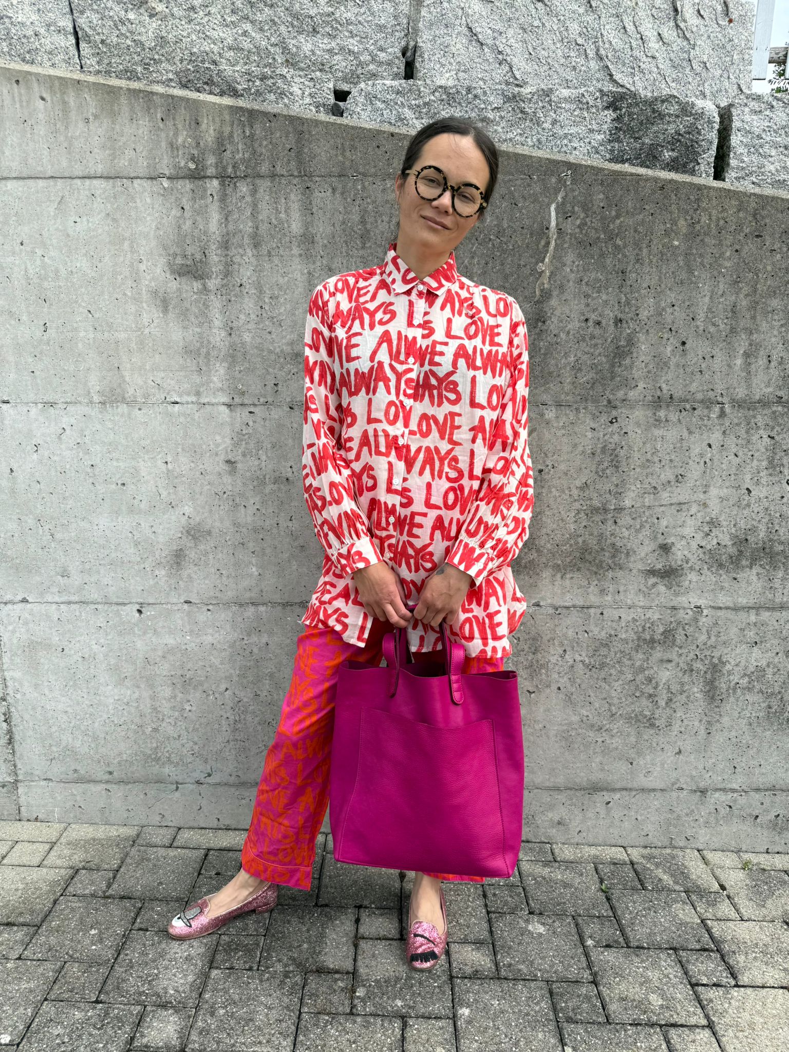 Chaaval Alma Bluse Rot auf Creme Aufgeweckt