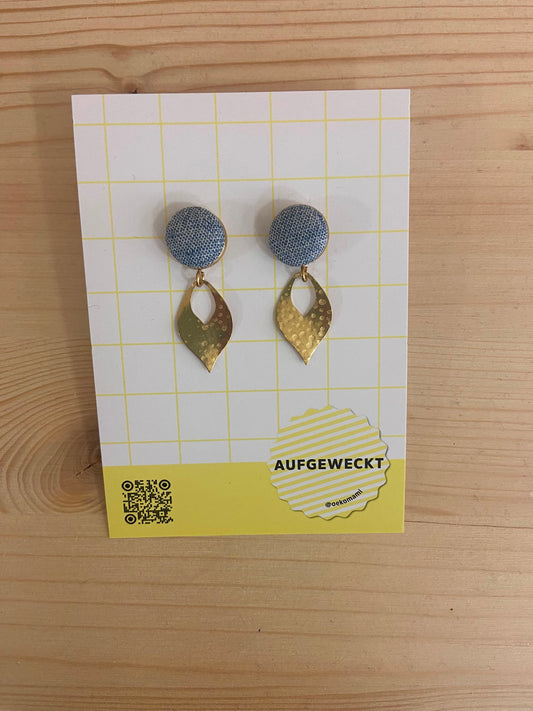 Aufgeweckt Ohrstecker mit Anhänger | Gold blau Aufgeweckt