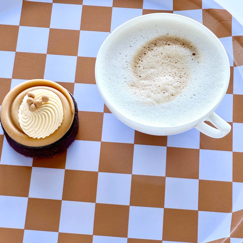 BLU KAT Serviertablett rund | Caramel Checker Aufgeweckt