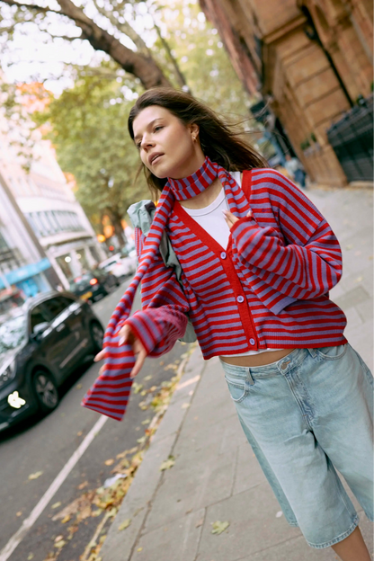 Happymess Strick-Cardigan Mit Schal | Berry Bloom Aufgeweckt