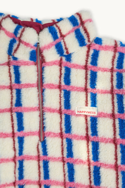 Happy Mess Merino Jacke | Pink & Cobalt Aufgeweckt
