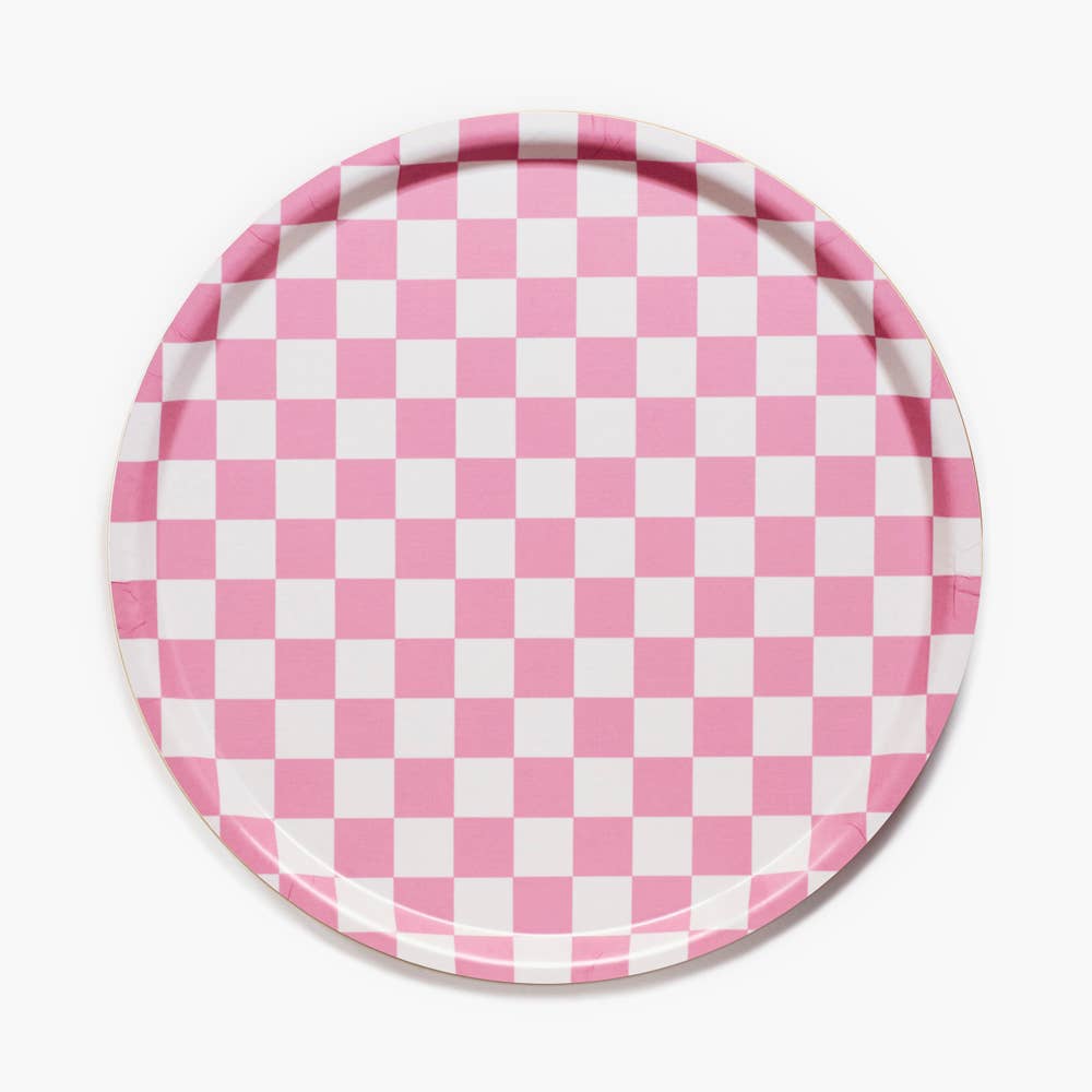 BLU KAT Serviertablett rund gross | Raspberry Cream Checker Aufgeweckt