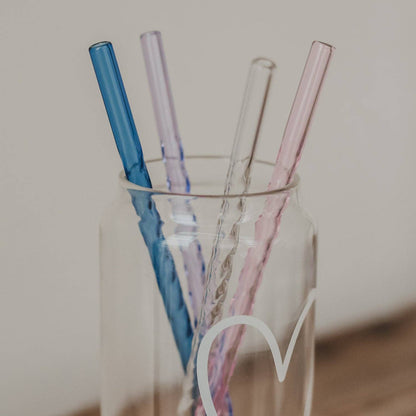 Eulenschnitt Strohhalme gedreht aus Glas 20cm | rosa 4er set Aufgeweckt