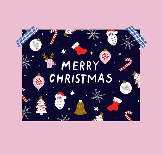 estheticgoods Postkarte | Merry Christmas (Blau) Aufgeweckt