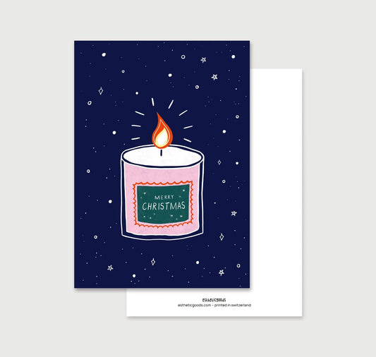 estheticgoods Postkarte | Kerze Merry Christmas Aufgeweckt