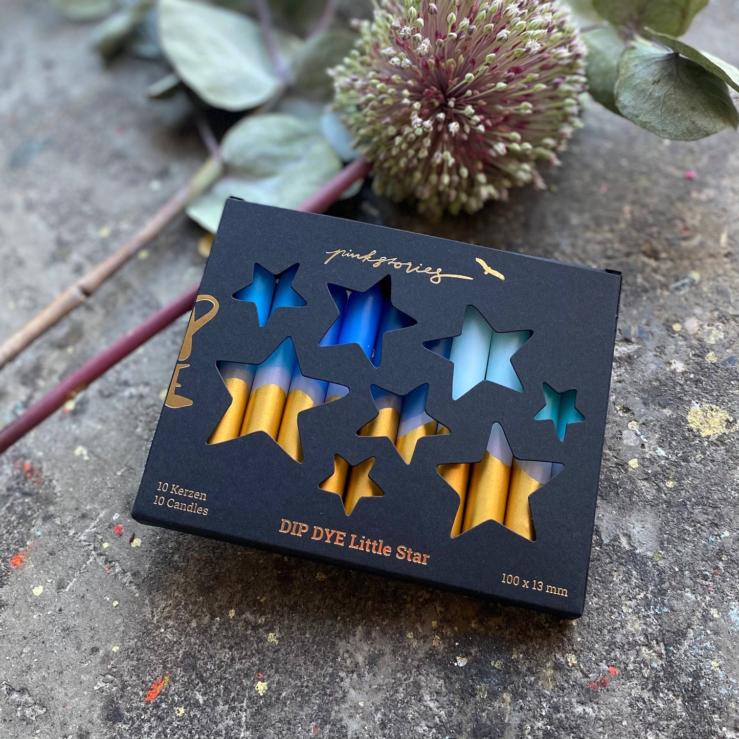 Pink Stories Baum Kerze | Dip Dye Little Star * Aqua Sterne Aufgeweckt