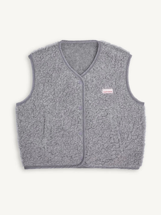 Happymess Merino Weste | Stone Grey Aufgeweckt