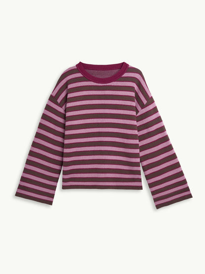 Happymess Sweater aus Bio-Baumwolle | berry stripes Aufgeweckt