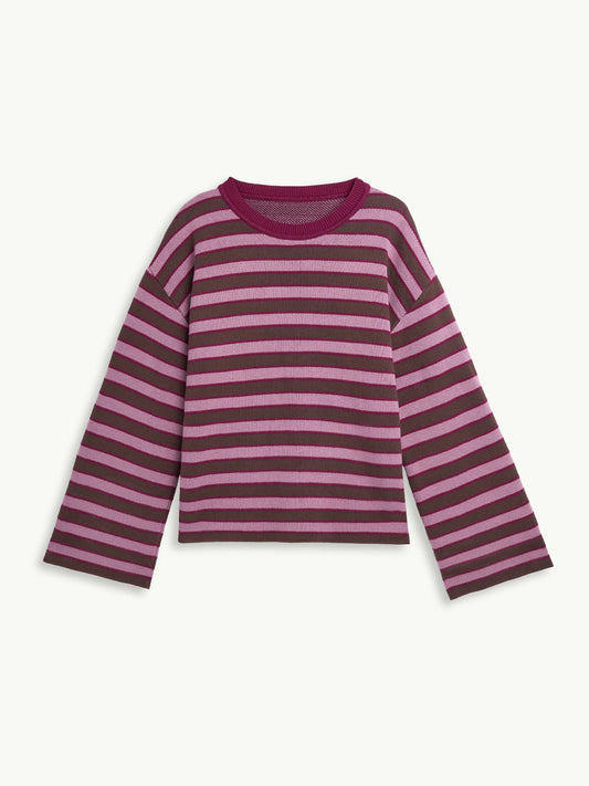 Happymess Sweater aus Bio-Baumwolle | berry stripes Aufgeweckt