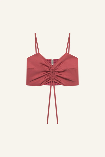 MYMARINI Ruffled Top | rouge-vichy Aufgeweckt