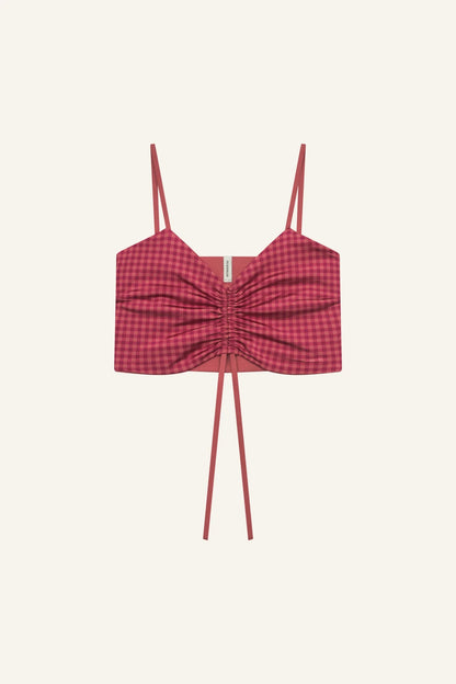 MYMARINI Ruffled Top | rouge-vichy Aufgeweckt