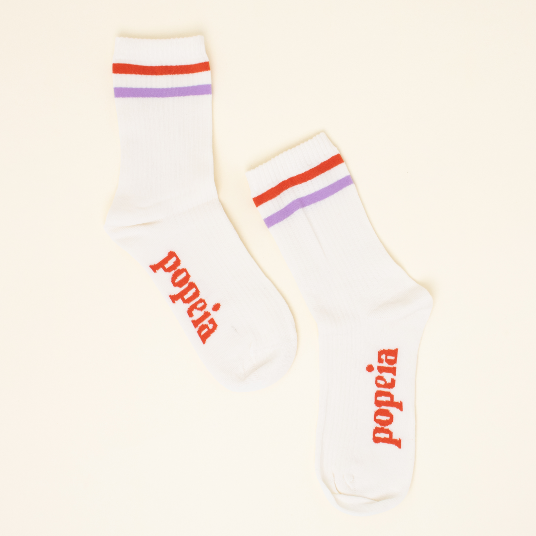 popeia Socken | off-white rot/lila Aufgeweckt