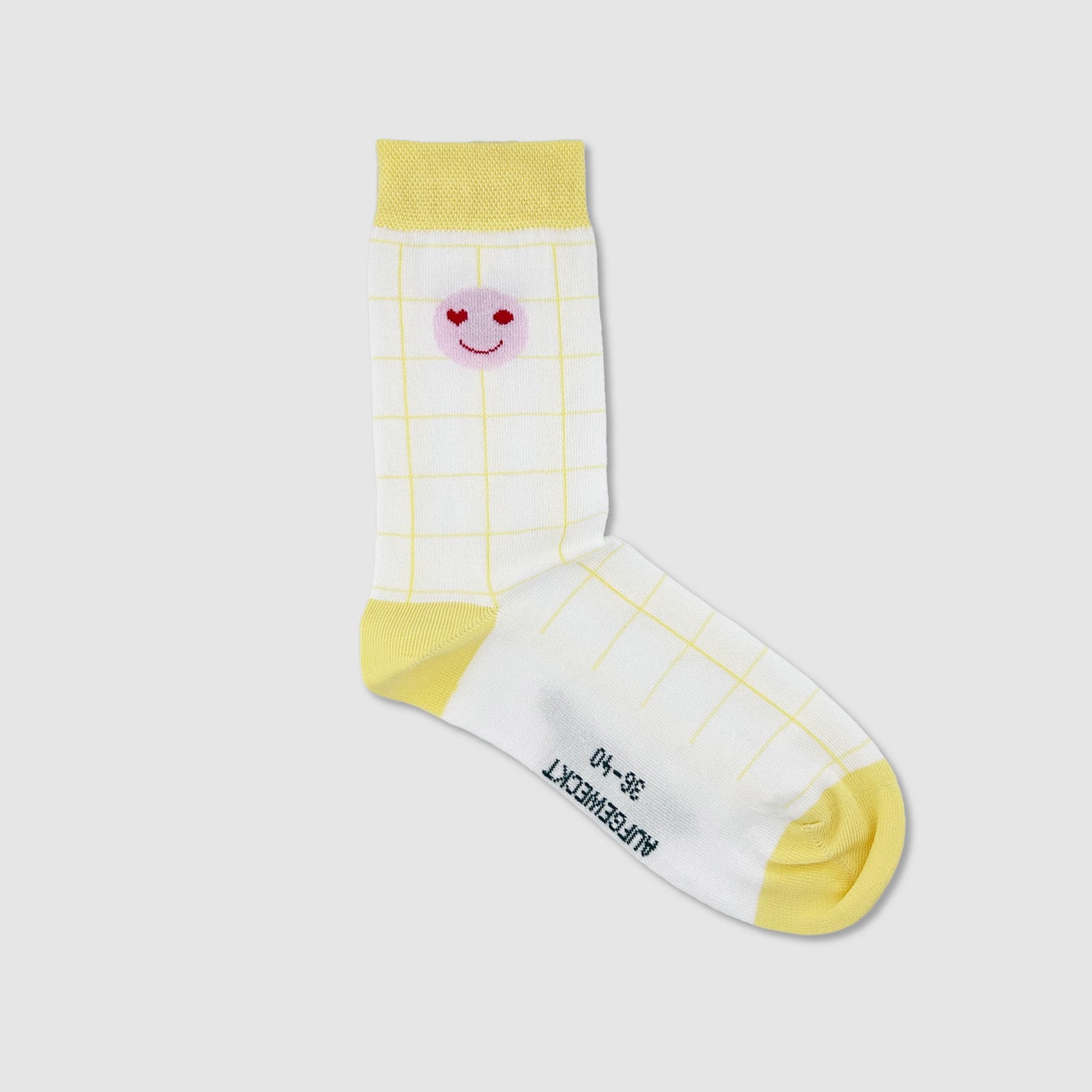 Thomas Jakobson LIMITED Socken 'Smiley Grid' Gelb/Weiss Aufgeweckt