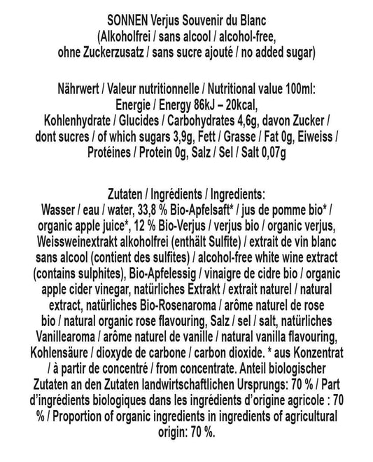 SONNEN 75cl SONNEN Verjus | Souvenir du Blanc Aufgeweckt
